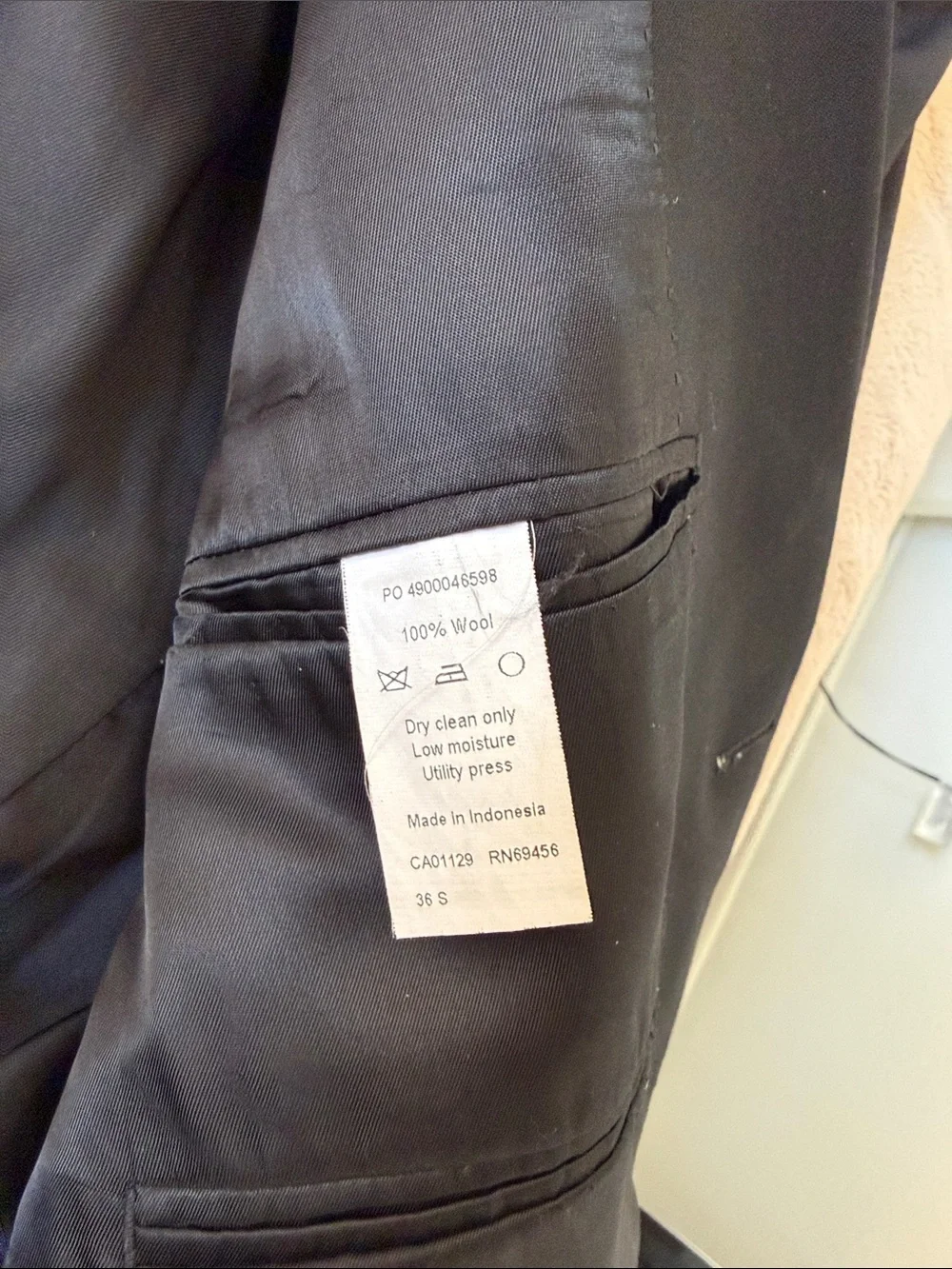 Calvin Klein Black Men's Two-Button Blazer - 36S